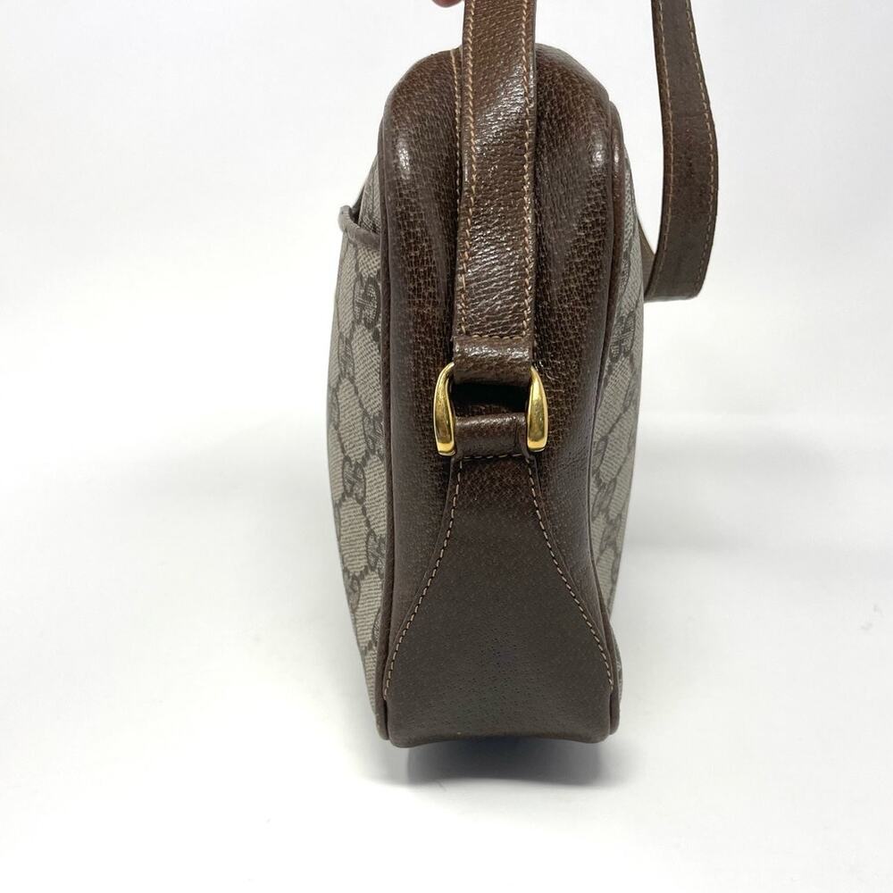 Gucci Vintage GG Monogram Logo PVC Leather Shoulder Bag Beige Brown - Picture 5 of 16